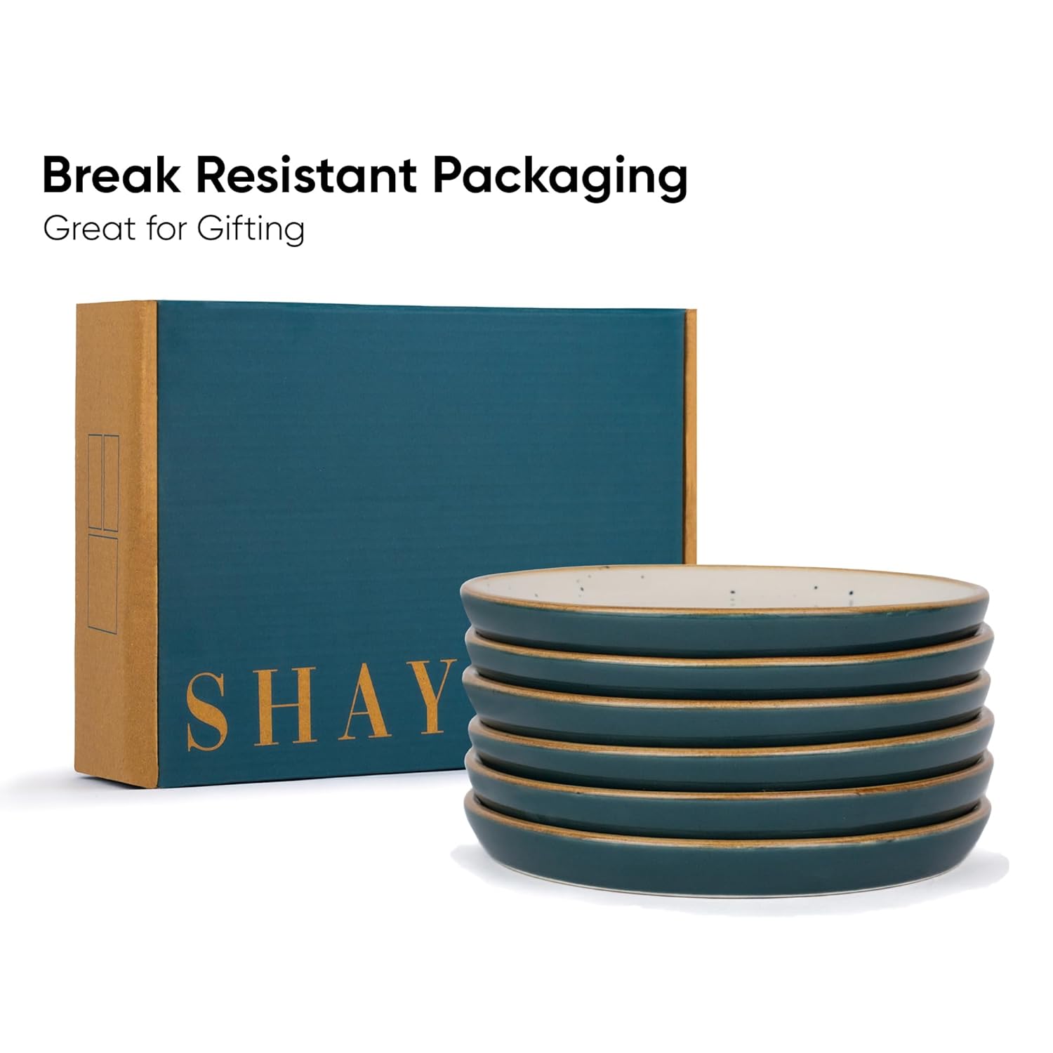 Ceramic Quarter Plates Set Of 6, Teal Ivory | Ceramic Snack Plates - Snacks Plates Set | Dessert Plates, Snack Plate - Small Plates With Glossy Finish | Microwave Safe & Chip Resistant Ceramic Quarter Plates Set Of 6, Teal Ivory | Ceramic Snack Plates - Snacks Plates Set | Dessert Plates, Snack Plate - Small Plates With Glossy Finish | Microwave Safe & Chip Resistant