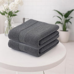 Earthy Fables Premium Bath Towel 600 Gsm | 100% Combed Cotton Ultra Soft, Quick Dry & Highly Absorbent For Home, Travel And Acne-Prone Skin (Grey) Set Of 2
