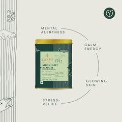 Luxmi Estates Midnight Bloom Jasmine Green Tea - 100gm, 3.5 Ounce, 50 Cups | USDA Certified Organic Tea - Low Caffeine Green Tea | Additives Free Darjeeling Green Tea