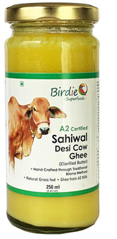 Pure Premium A2 Certified Sahiwal Desi Cow Ghee By Birdie Superfoods | Rich In Nutrients Flavor Healthy Desi Ghee Perfect For Improve Body Immunity | (250ml) 8.4 Ounce | Glass Bottle