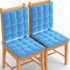 Square Chair Pads Cushion, For Comfortable Sitting, Sky Blue Color - 40 X 40 Cm | Seat Cushions With Ties For Sitting, Pooja, Dining & Office Table | Furniture Cushion, Washable - Pack Of 4