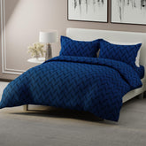 Cotton Blend Bedsheet King Size Set With 2 Pillow Covers - Size 107 X 101 Inches, Navy Blue | Light Weight & Breathable, Bedsheets Safe & Comfortable For Every Season