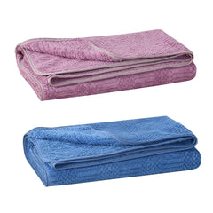 Urbanleaf Microfiber Large Bath Towel 606 Gsm | Quick Dry Super Absorbent - Bath Towel For Men & Women | Blue & Purple | 400 Tc | Pack Of 2