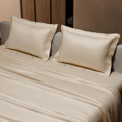 Double Bedsheet With 2 Pillow Covers - 90 X 100 Inches, Charming Ivory | Ultra Satin Premium Bedding Set | Gift For Couples, Wedding, Anniversary, Date Night