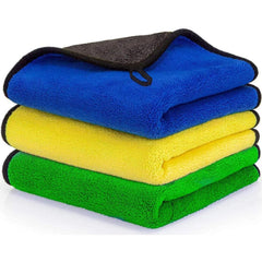 Outlay Home Thick Lint & Streak-Free Multipurpose Cloths Automotive Microfibre Towels For Car, Bike Cleaning Polishing Washing & Detailing - 3 Pieces