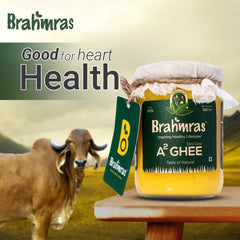 Natural Premium A2 Cow Ghee By Brahmras | Rich In Vitamins Using Traditional Bilona Method Cow Ghee Good For Daily Health | (500ml) 16.9 Ounce | Jar Pack