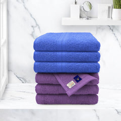 Sassoon Anatolia 6 Piece Cotton Hand Towel 450 Gsm | Soft, Absorbent & Quick Dry Towel For Gym, Home & Yoga (Heaven & Purple)