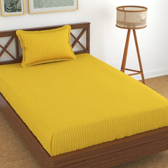 Glace Cotton Single Bedsheet With 1 Pillow Cover (89 X 57 Inches, Yellow) | Long Lasting Durability & Comfort For Your Living Space