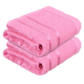 Heart Home Face Towel 400 Gsm | Facewash For Travel Workout Hand Towel | Lining Design Pack Of 2 (Pink)