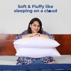 Comfort Soft Microfiber Pillow, White, Standard Size - 45 X 70 Cm | Neck Support, Lightweight, Hypoallergenic, Washable, Breathable Pillow | Rectangular Shape, Bed Pillow - Pack Of 2