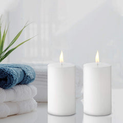 4 INCHES WHITE PILLAR CANDLES SET OF 2 | BURNING TIME 60 HOURS BEST FOR BIRTHDAY