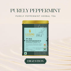 Luxmi Estates Pure Peppermint Herbal Tea - 25gm Tin, 0.8 Ounce | USDA Certified Organic Tea - Caffeine Free Herbal Tea | Rich In Antioxidants, Additives Free - Mint Tea Best For Night Time
