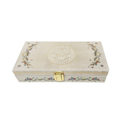 Floral Design Gold Printed Matt Touch Mgi Floral Decorative Box, Wedding Fancy Shagun Cash Box, Jewellery Box, Money Box, Gaddi Box, Colour - White, Style - Traditional, Pack Of 3