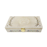 Floral Design Gold Printed Matt Touch Mgi Floral Decorative Box, Wedding Fancy Shagun Cash Box, Jewellery Box, Money Box, Gaddi Box, Colour - White, Style - Traditional, Pack Of 2
