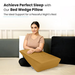 Wedge Pillow Memory Foam For Back Support, Tan, Wedge Medium Size - 20 X 20 X 7 Inch | Wedge Cushion Pillow, Acid Reflux, Snoring, Gerd, Leg Elevation, Pregnancy, Washable Cover