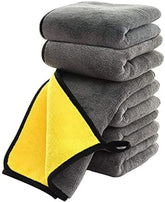 Woscher Microfiber Cloth 800 Gsm | Ultrasoft & Quick Drying Car Microfiber Cleaning Towel, Lint Free Automotive Microfiber Towel (Yellow & Grey)- Pack Of 5