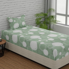 Beautiful Single Bedsheet With 1 Pillow Cover - 55 X 88 Inches, Green | Cotton Bedsheet Is Naturally Comfortable