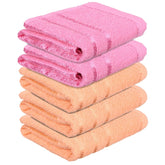 Kuber Industries Face Towel 1000 Gsm | Towels For Daily Use Workout Hand Towel | Lining Design | Pack Of 5 (Peach & Pink)