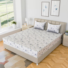 Bedsheet For King Bed Size Bedding With Pillow Cover For Bedroom - 108 X 108 Inches, Blue & White | Ideal For Hotel, House, Guest House