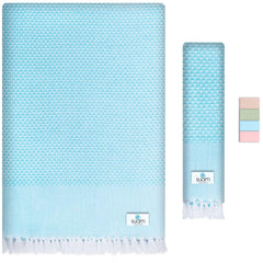 Suam Mellow Turkish Cotton Towel 300 Gsm | Best Absorbent Towel Pre-Shrunk, Lightweight, Quick Dry Bath Towel (Pacific Blue)