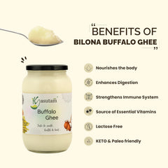 100% Natural Buffalo Cow Ghee By Kasutam | High In Vitamins, Minerals Healthy Desi Cow Ghee Perfect For Enhances Taste | (500ml) 16.9 Ounce | Jar Pack