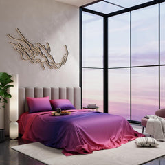 Bedsheet For Super King Size Bed With 2 Matching Pillow Cover - 108 X 108 Inches, Pink Indigo | Ideal For Healthy Skin & Hair | 100% Premium Fabric Is Lightweight, Soft & Comfortable