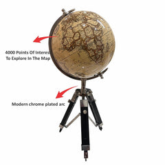 Tripod Antique Globe, Showpiece For Home & Office Desk, Educational Learning For Students Kids (20 Inches Height) Pack Of 1