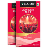 TE-A-ME Cranberry Apple Cheer Tea - Pack Of 2 X 25 Infusion Tea Bags | Reduces Wrinkles, Fine Lines - Caffeine Free, Sugar Free | Enjoy Hot Or Cold Tea