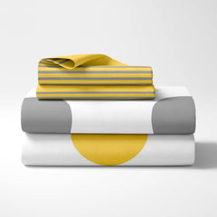 1 Double Bedsheet With 2 Pillow Covers - 88 X 90 Inches, Yellow & Grey | Queen Size Double Bedsheet Cotton | Ideal For Everyday Use