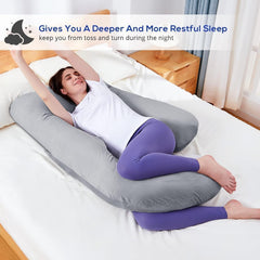 Pregnancy Pillows For Sleeping, U Shaped Full Body Pillow, Cold Grey Pillow | Pillow For Side Sleepers, Maternity Pillow For Pregnant Women Pregnancy Must Haves, Removable Velvet Cover