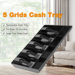 Cash & Coin Trey Metal Cash Drawer Organizer Tray5 Bills 4 Coins For Petty Cash Money Storage Box, Colour - Black