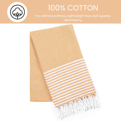 Destin Home Turkish Peshtemal Beach Towels 1.5 Kg | Cotton Soft, Lightweight, Quick-Drying & Absorbent For Beach Pool Spa Picnic Travel (Yellow)- Set Of 4