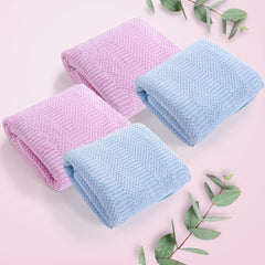 The Better Home Microfiber Bath Towel 1800 Gsm | Soft, Lightweight, Absorbent & Quick Drying Bath Towel For Men & Women (Blue + Pink) - 4 Pcs