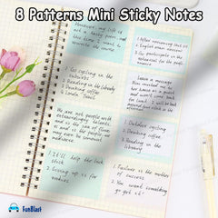 256 Pcs Sticky Notes Set With Dispenser, 8 Patterns Mini Sticky Notes For School, Home (Green)