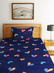 Single Bedsheet With 1 Pillow Cover - 55 X 86 Inches, Navy Blue | Normal Hand Wash Or Machine Wash | Breathable & Wrinkle Free