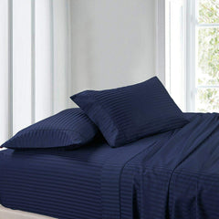Cotton Single Bedsheet With 2 Pillow Covers - 60 X 100 Inches, Navy Blue | Elastic Fitted Premium Quality & Softness | Wrinkle-Resistant, Breathable