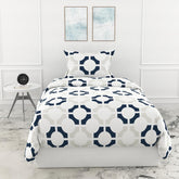 1 Single Bedsheet With 1 Pillow Cover - 54 X 84 Inches, Grey & Colonial Blue | Comfort Meets Everyday Styles | Traditional Ideal For All-Season Use