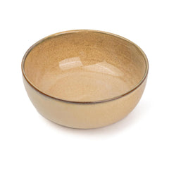 Ceramic Medium Bowl Set Of 2 Pieces - 18cm, Beige Reactive, 1000ml Each | Glossy Finish Stoneware Ceramic Serving Bowls | Ceramic Bowl - Pasta Serving Bowl | Microwave Safe