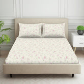 Double Bedsheet For Queen Size 2 Matching Pillow Cover - 88 X 100 Inches, Beige | Durable & Long Lasting Wrinkle Resistant Fabric - Skin Safe & Super Soft
