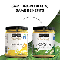 100% Natural Cow Ghee By Kapiva | Rich In Nutrients Calcium & Iron Pure Healthy Desi Cow Ghee Relieves Joint Pain | 1 Litre (500ml * 2) 33.8 Ounce | Jar Pack