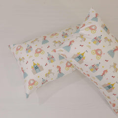 Little Princess Design Single Bedsheet With 2 Pillow Covers - Fun & Colorful Sheet Set For Girls & Kids Room | Size - 60 X 90 Inches, White
