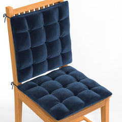 Square Chair Pads Cushion, For Comfortable Sitting, Navy Blue - 40 X 40 Cm | Seat Cushions With Ties For Sitting, Pooja, Dining & Office Table | Furniture Cushion, Washable - Pack Of 2