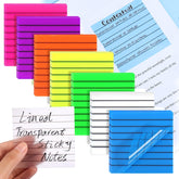 Transparent Sticky Notes, 50 Sheets Self Stick Lined Memos For School, Colors Bright - Pink