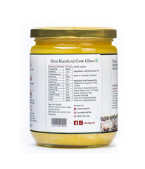 Organic Desi Kankrej A2 Pure Cow Ghee By Kudej | High In Vitamins A, D & Healthy Bilona Method Desi Ghee Improves Hair Health | (500ml) 16.9 Ounce | Jar Pack