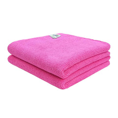 Softspun Microfiber Cleaning Cloths Towel Set 340 Gsm | Highly Absorbent Lint And Streak Free Multi-Purpose Wash Cloth For Kitchen, Car, Stainless (2 Pcs)- Pink