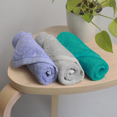 Heelium Bamboo Face Towel 600 Gsm | Ultra Absorbent & Odour-Free 3x Softer Than Cotton Towels | Pack Of 3 -Light Grey & Teal, Iris
