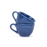 Ceramic Tea Cups Set Of 6 - Blue Reactive, 200ml Each | Tea Cup Set With Glossy Finish - Ceramic Tea Cup Set | Tea Cups Only - Microwave Safe & Dishwasher Safe