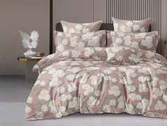 Microfiber Super King Size Bedsheet Floral Print With 2 Pillow Covers - Bedsheet Size 108 X 108 Inches, Light Brown| Long-lasting 220 (Thread Count) Bedsheet