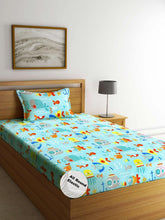 Kids 1 Single Bedsheet With 1 Pillow Covers - 42 X 75 X 8 Inches, Multicolor | Cotton Feel All Around Elastic Fitted Bedsheet - Suitable For Children Room Breathable & Wrinkle Free
