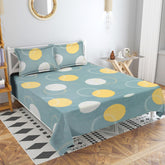 100% Cotton Double Bedsheets With 2 King Size Pillow Cover | 90 X 90 Inches, Grey & White - Light Weight And Easy To Wash At Home